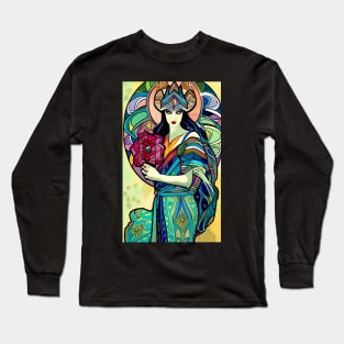 Stained Glass Rose Pagan Witch Long Sleeve T-Shirt